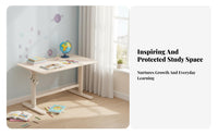 full set off-white Writing Desk with Hutch Spacious Desktop Writing Table with Hutch Ergonomic Design children's Furniture Sturdy Construction for Students, Kids 5-12, Parents, Study Area, Online Learning, Bedroom, Playroom