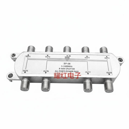 1-in 8-out TV Transmission Splitter Wide Frequency Range 5-2400MHz