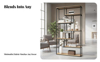 Room Divider with Shelves Multi-Functional Industrial Bookshelf with Cabinet Multifunctional Freestanding Partition Shelf for Entryway, Restaurant