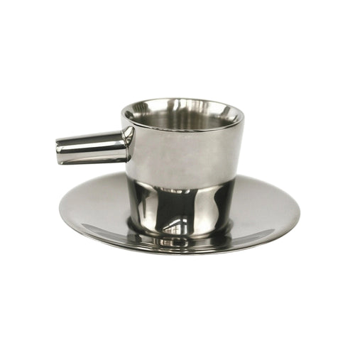 Espresso Cup with Saucer Stainless Steel Coffee Cup with Saucer Double-Walled