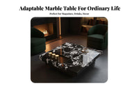 Marble Pattern Top Square Coffee Table Modern Design Square Block Coffee Table Minimalist aesthetic Living Room Furniture Sturdy Construction for Homeowners, Interior Designers, Families, Lounge Area, Home, study alcove