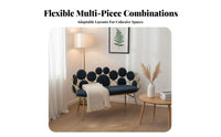 Nordic Design Multi-Piece Seating Ensemble Iron Art Frame Loveseat, Armchair and Table Ensemble Minimalist Design Reception Group Compact Footprint for Business Owners, Interior Designers, Homeowners, Clothing Boutique, Beauty Salon, Lounge, Hotel Lobby