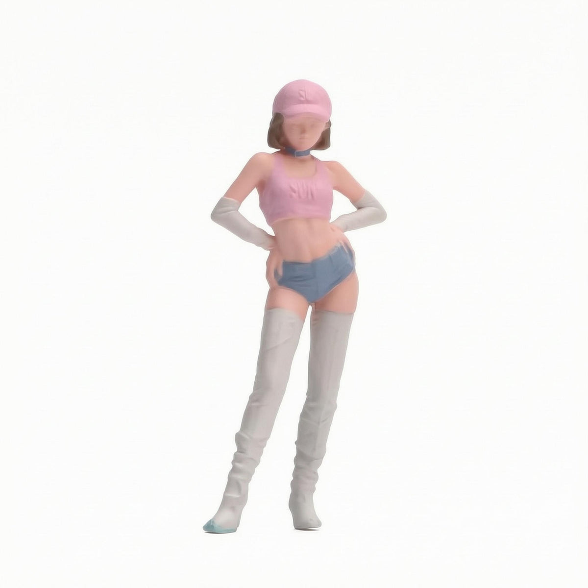 1/64 Miniature Figurine Tall Boots Diorama Figure Pink Outfit Painted Resin Female Figure