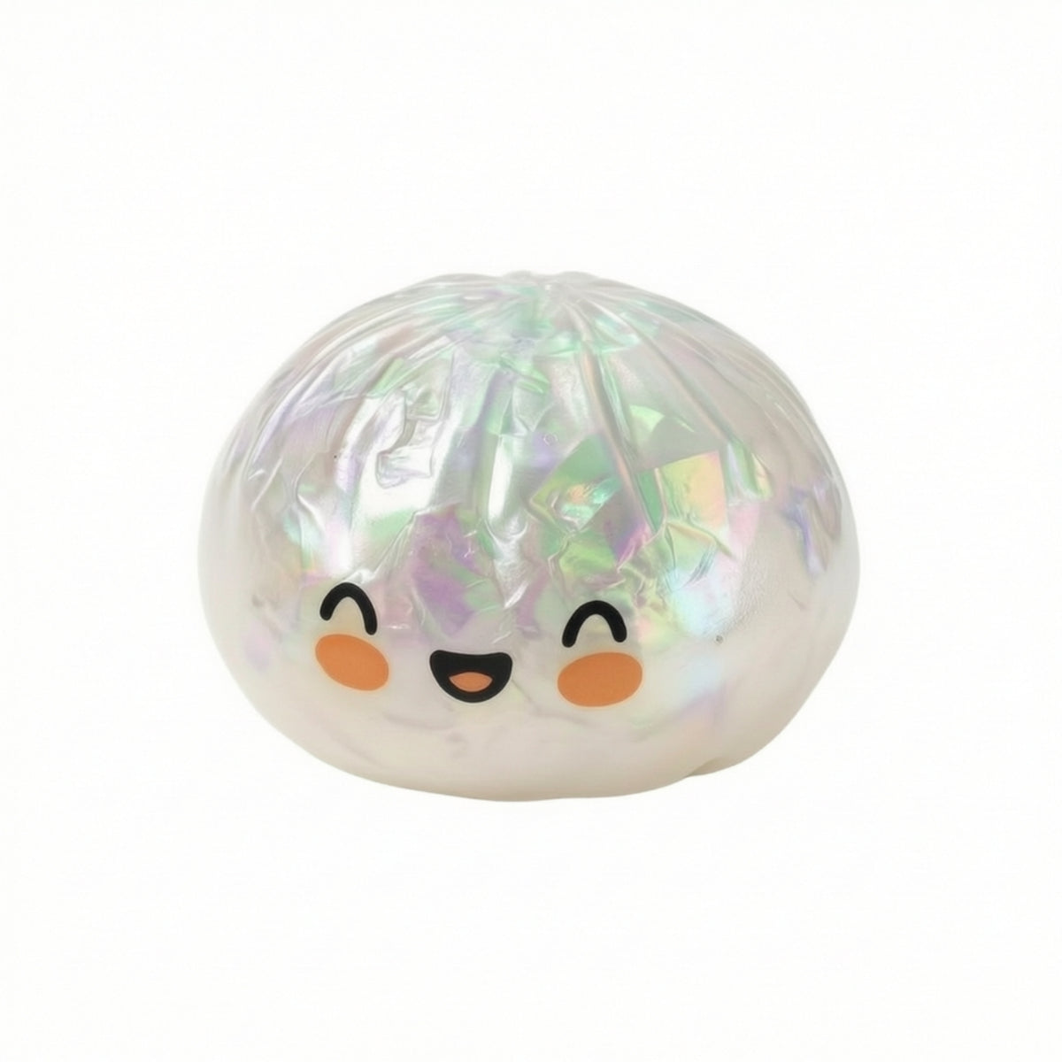 Iridescent Steamed Bun Press Toy Translucent Squishy Toy with Smiling Face Soft Dumpling Squishy Adorable for Fidgeters