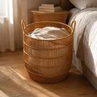 2 Pieces Large Laundry Basket Handles Rattan Clothes Basket Breathable