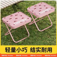 折叠凳户外椅子马扎露营便携钓鱼野餐笔袋小板凳火车高铁无座神器 【加厚牛津布】便携手包马扎凳-樱桃粉，承重320KG【加大椅面 加粗钢管】