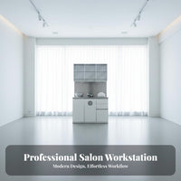 Hair Dye Dye Application Z Single LED Background Light Salon Dye Blending Area Cabinet Stainless Steel Countertop Beauty Salon Cabinet with Sink