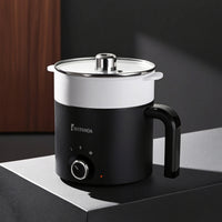 Electric Cooking Pot Nonstick Electric Pot with Glass Lid Rotary Control Cooker for Students, Individuals, Dorm Room, Small Apartment