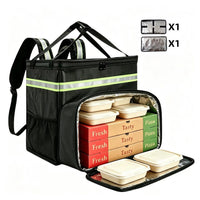 Large Capacity Insulated Delivery Bag with Reflective Stripe, Oxford Fabric