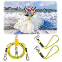 Braided PE Double-Hook Tow Rope Stainless Steel Fittings Watercraft Tow Rope Yellow Buoy Marine Gear High-Visibility