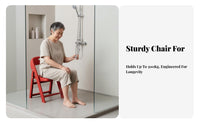Fold-up Shower Stool Foldable Folding Backrest Chair Drainage Holes for Bedroom