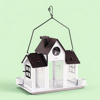 Solar Bird Feeder House Roofed Garden Decor for Outdoor