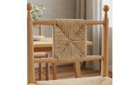 Wabi Sabi Look Woven Back Wooden Chair Handwoven Rattan Back Chair Fully Assembled for Guesthouse, Restaurant