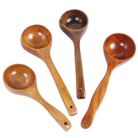 Long Handle Wooden Large Soup Spoon Big Wood Water Ladle Wine Spoon for Home Cooking Creative Japanese and Korean Wood Spoon Kitchen Wood Tableware
