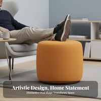 Textile Pouf with Handle Mobile Upholstered Bench Sturdy Construction Minimalist Design for Adults, Living Room, Bedroom