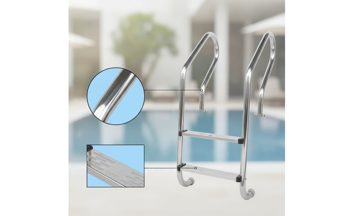 Stainless Steel Pool Ladder Rust-Resistant Pool Ladder with Non-Slip Steps Easy to Install for Homeowners