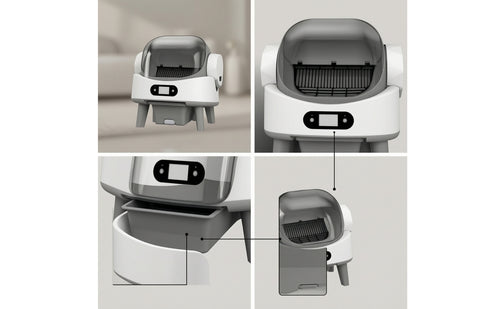Compact Smart Self-Cleaning Cat Litter Box Raised Self-Cleaning Cat Litter Box for Apartments, Living Room