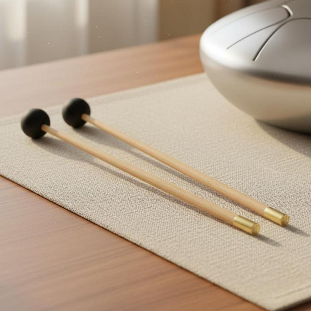 2 Pieces Celestial Drum Sticks Solid Wood Percussion Drum Drum Mallets Mellow Sound Steel Drum Beaters for Beginners, Kids, Meditation