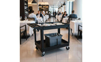Easy to Clean 2-Tier Utility Trolley Sturdy 2 Tier Utility Trolley Large Capacity Multipurpose Rolling Organizer Multi-Functional for Restaurant, Warehouse, Workshop, Garage