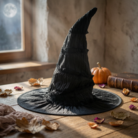 Black Pointed Witch Cap Taffeta-Style Black Witch Hat Lightweight