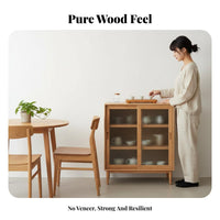 Sliding Door Storage Cabinet adaptable Use Sideboard Fluted Glass Panel Minimalist Design for Homeowners, Families, Kitchen