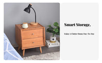 Nightstand with Rattan Drawer Nordic Design End Table sturdy Wood Legs for Adults
