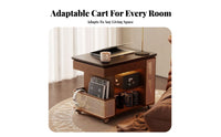 Movable with casters Adjustable Height Serving Trolley Vintage and design C-Shaped Rolling Cart Multi-Functional End Table dual-level Storage for Apartment Dwellers, Design aficionados, Work-from-Home Professionals, Living Room, Bedroom, Balcony
