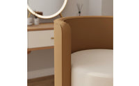 Comfortable Backrest Upholstered Dressing Table Seat Luxury Design Modern Barrel Back Makeup Chair Space-Saving Bedroom Furniture for Women