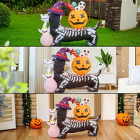 Halloween Inflatable Skeletal Dachshund Outdoor Inflatable Dachshund with Pumpkin Blow-up Spooky for Lawn, Porch