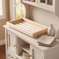 Natural Wood 1:12 Scale Dollhouse Tray Pre-Assembled Dollhouse Slatted Tray Versatile for Collectors