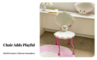 Includes Pearl Plushie Seashell-Shaped Chair Comfortable Soft Cushion Vanity Stool Curved Legs Room Decor for Women, Design Enthusiasts, Teens, Bedroom, Playroom