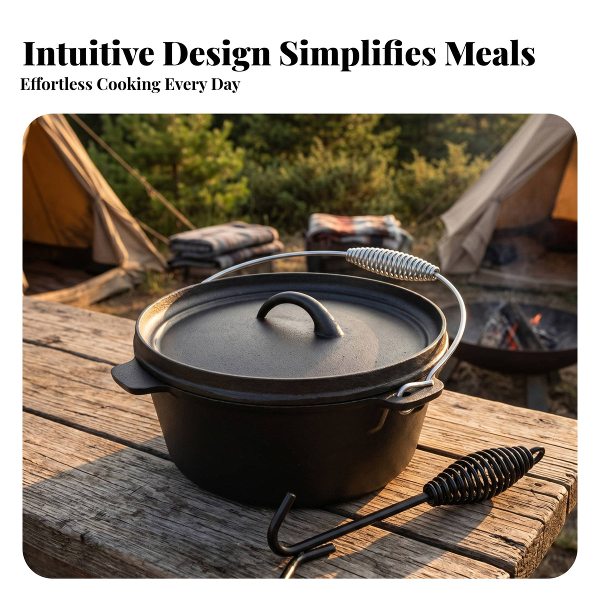 Side Lugs Coil Grips Camping Stew Pot Cookware