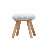 Puffy-Shaped Ottoman Solid Wood Legs Vanity Stool Space-Saving for Dressing Room