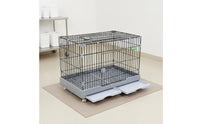Easy to Clean Dog Crate with Slide-out Tray Sturdy Rolling Pet Enclosure Top and Front Doors Cat Playpen with Wheels for Indoor