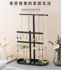 黑色3层32孔首饰展示架铁艺饰品耳饰项链收纳架Jewelry Organizer