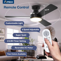 Fixed Blade Ceiling Fan Light with Remote Control, Nordic Style