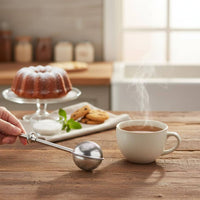 Sugar Shaker Duster Telescopic Handle Press Type Tea Filter Single-Hand Hand