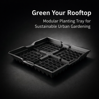 Modular Rooftop Garden Planter Box for Vegetables and Herbs, Outdoor Planter Boxes for Roof Greening, Large Plant Pot Container Set, Black 50cm Base
