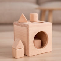Natural Wood Shape Sorting Cube Developmental Shape Sorter Cube Screenunplugged Sorting Box Classic for Classroom
