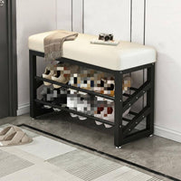 Space-Saving Design Padded Shoe Rack Bench adaptable Use paded Shoe Rack Bench Multi-Purpose Storage Solution Sturdy Frame for Apartment Dwellers, Homeowners, Entryway, Hallway, Bedroom, Living Room