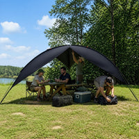 Outdoor Silver-Coated Black Sunshade Rainproof Triangle Tarp for Camping and Beach
