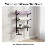 Large Capacity Wall Mounted Exercise Mat Rack Space Saving Wall Mounted Exercise Rack Easy Installation Foam Roller Storage Shelf Heavy Duty