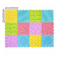 12 Pieces Interlocking Sensory Puzzle Mat Silicone Puzzle Floor Mat Soft Sensory Floor Tiles Bright for Children, Toddlers, Playroom, Classroom, Nursery