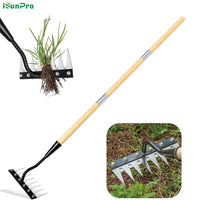 亚马逊热销可拆卸长柄除草工具木柄铁质拔草器锄头多功能除草耙