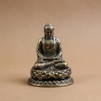 Antique Bronze Buddha Figurine Intricate Details Spiritual Decor for Collectors