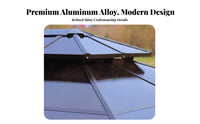 Aluminum Frame Gazebo Waterproof Rigid-Roof Gazebo Weather Resistant Double Roof Pavilion for Homeowners, Families, Backyard, Courtyard, Lawn
