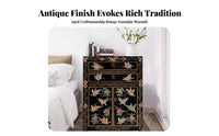 Tibetan Painted Chest Antique Finish Bedside Cabinet Ornate features sturdy Construction for Homeowners, Bedroom, Entryway