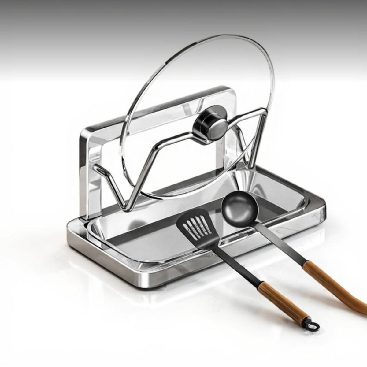 Stainless Steel Pot Lid and Cutting Board Rack, 2-Tier