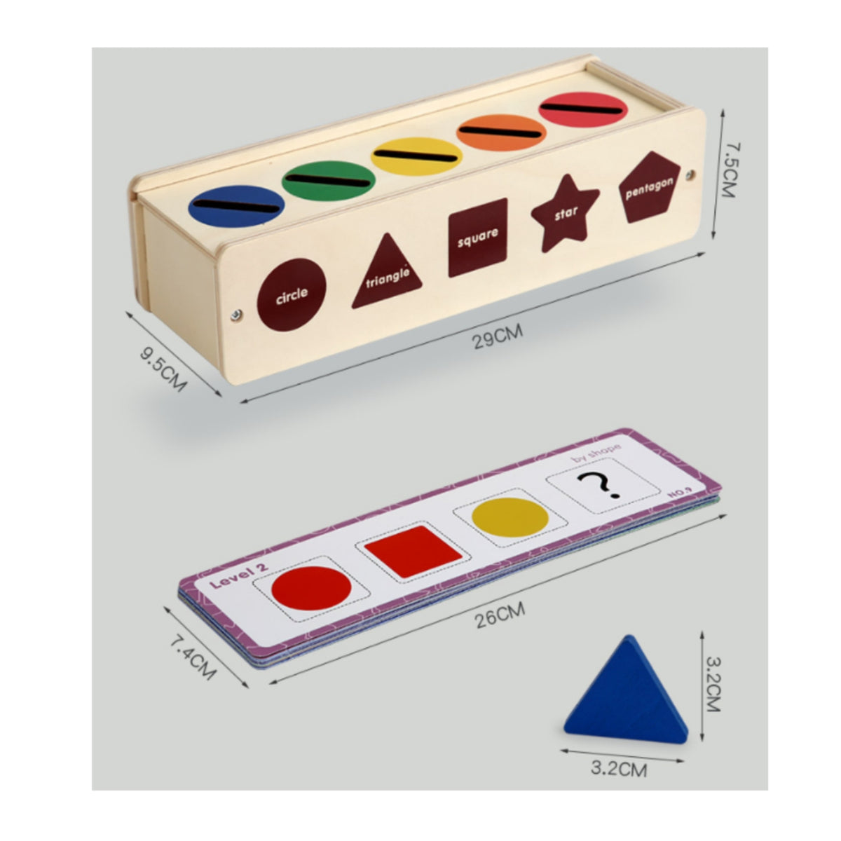 Wooden Sorting Box with Cards Colorful Educational Toy with Shape Pieces Wooden Sorting Toy Geometric Color Matching
