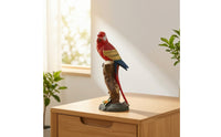 Resin Parrot Figurine Textured Parrot on Stump Statue Painted Finish Decorative Bird Statue for Office